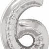 Number "6" Silver 86cm