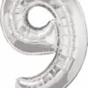 Number "9" Silver 86cm