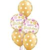Gold & Pink Birthday Polka Dots Balloon Bouquet